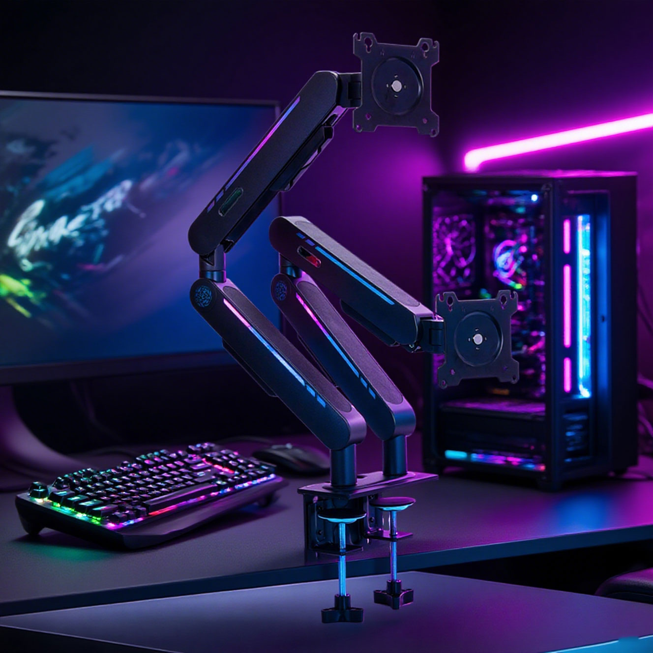 Dual Monitor Stand - Suporte de Mesa com Mola a